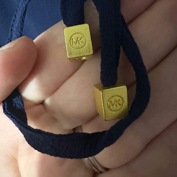 Michael Kors Navy Blue Romper with Gold Detail, Button Closure and Belt - Picture 4 of 8